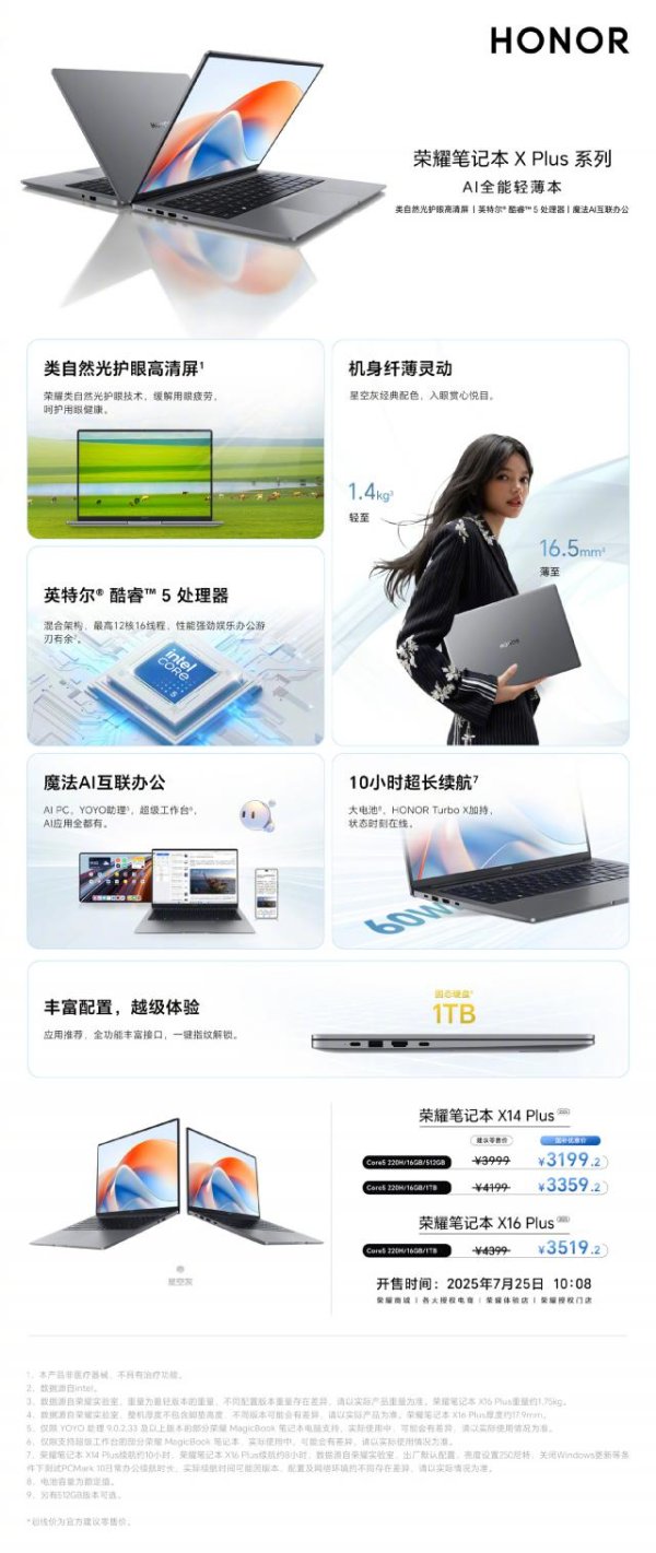 专业股票配资开户 2025 款荣耀笔记本 X14 Plus / X16 Plus 新品发布，3999 元起